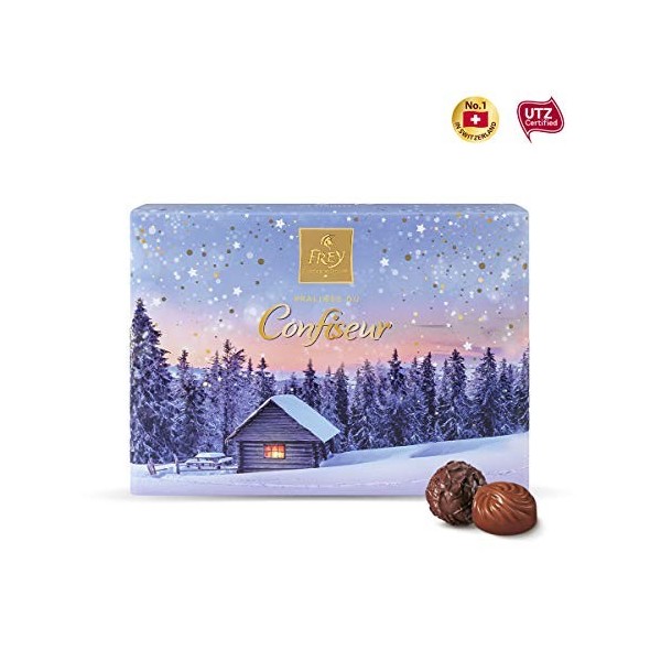 Frey Pralinés du Confiseur Hiver 149g - Assortiment de Pralines Fourrées à Offrir - Emballage cadeau de Noël - Chocolat Suiss
