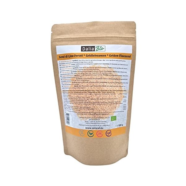 Dalia Bio - Graines dor BIOLOGIQUES 500g | graines de lin en or, naturelles et purement végétales