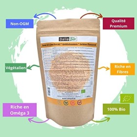 Dalia Bio - Graines dor BIOLOGIQUES 500g | graines de lin en or, naturelles et purement végétales