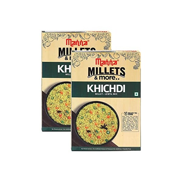 Manna Ready to Cook Millet Khichdi Pack of 2 180g Each 100% Natural Ingredients No Preservatives No Artificial Flavours &Co