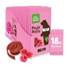 BEAR Fruit Rolls Framboise | 100% Ingrédients Naturels | Sans Sucres Ajoutés | Goûter Sain pour Enfants & Adultes | 18 Sachet