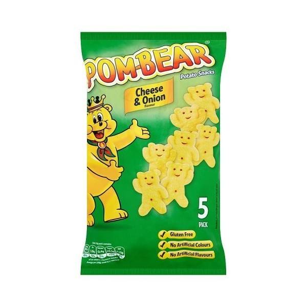Pom-Bear Lot de 5 collations pour pommes de terre Goût fromage et oignon 15 g