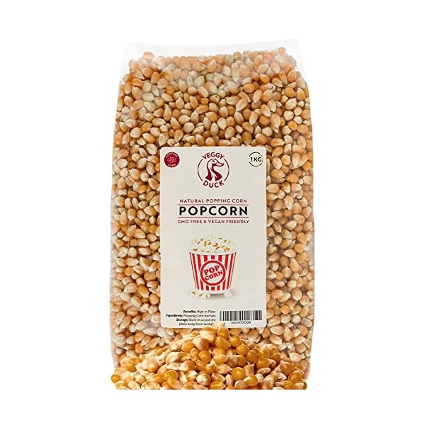 Maïs à Pop Corn 1Kg | Maïs à Pop Corn X-Large Paquet 1Kg | Sans OGM | Par Veggy Duck