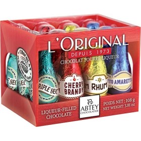 ABTEY - Casier à chocolat rempli de liqueur rouge loriginal 108 g - 12 bouteilles de liqueur assorties dans une caisse