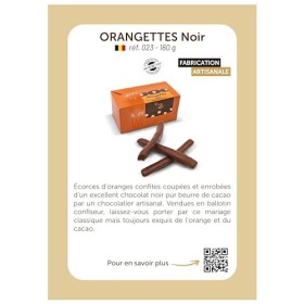 Kadodis - Orangettes Noir 160 G - Cacao Désir - 21 à 23 Ecorces dorange confites enrobées de chocolat noir - Chocolat 100% b