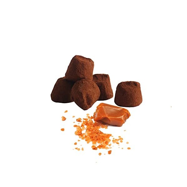 Chocolat Mathez - Truffes chocolat bio aux éclats de caramel fabriquées en France - Boîte déco à réutiliser - Idée cadeau