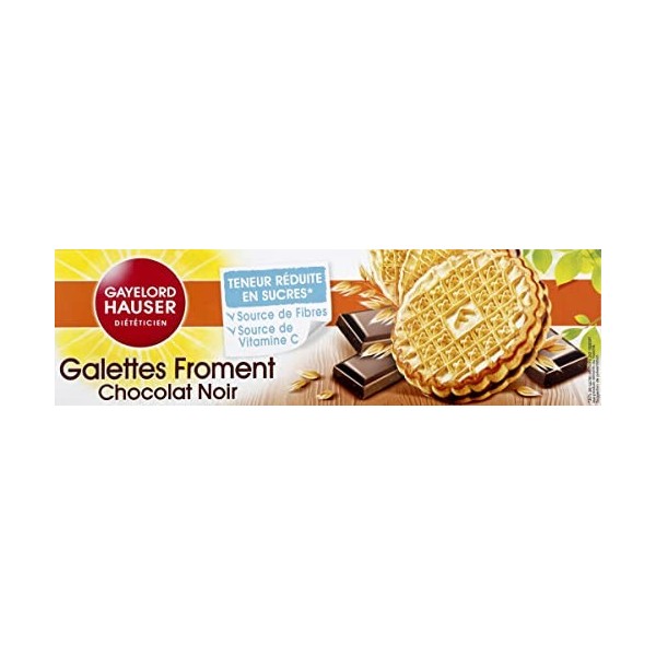 GAYELORD HAUSER - Galettes Chocolat Noir au Froment - Source de Fibres et Vitamine C - Lot de 6 Paquets de 180 g