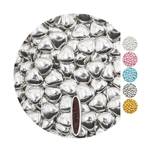 EinsSein 0,5kg Dragees mariage au chocolat cœur médium blanc perle dragées baptême communion amandes feter et recevoir fêter 