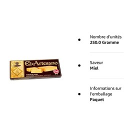 El Artesano - Touron Tendre avec du Miel/Amandes sans Gluten 250g - Turron de Jijona, Turron espagnol, Nougat