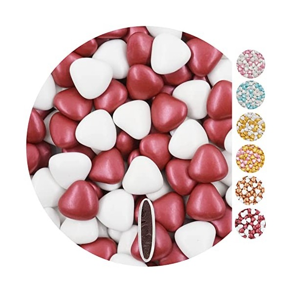 EinsSein 0,35kg Crispy chocolat Dragees mariage grand rose perle - ca.1,8 cm perles - dragées baptême communion amandes feter