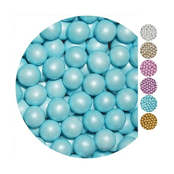 EinsSein 0,35kg Crispy chocolat Dragees mariage grand vert brillant -ca.1,8 cm perles - dragées baptême communion amandes fet