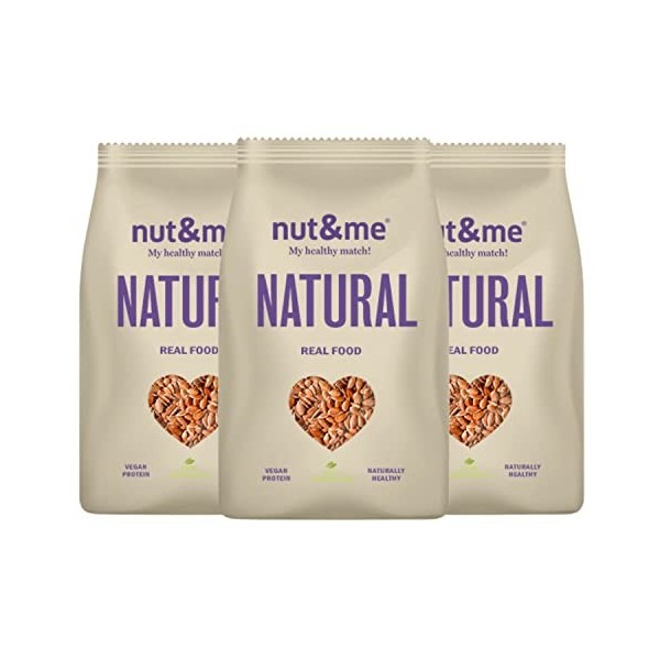 Graines de lin brun 1,2 kg nut&me | Super aliment naturel | Sans conservateur ni additif | Source de protéines | Riche en fib