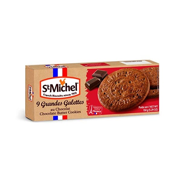 St Michel La Grande Galette Butter Cookies, Chocolate, 5.3 Ounce