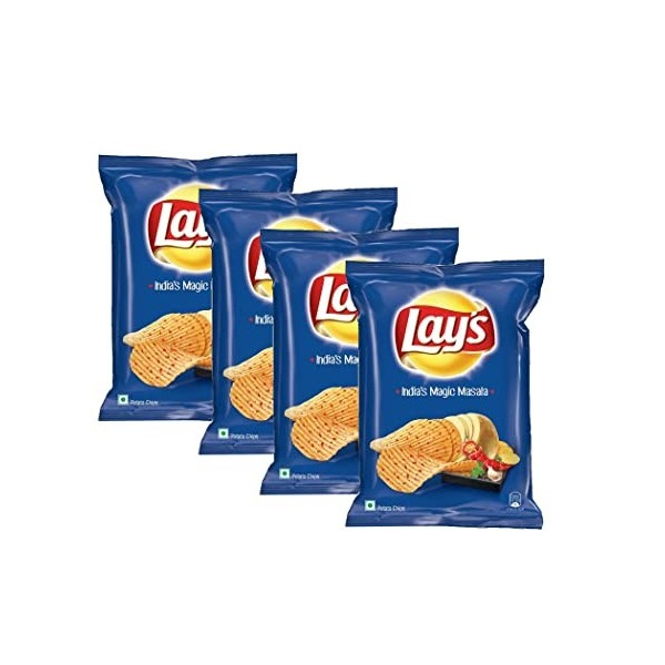 Lays Magic Masala 50 g lot de 4 – Snacks croustillants – Mélange dépices indiennes – Chips croustillants – Snack parfaite 