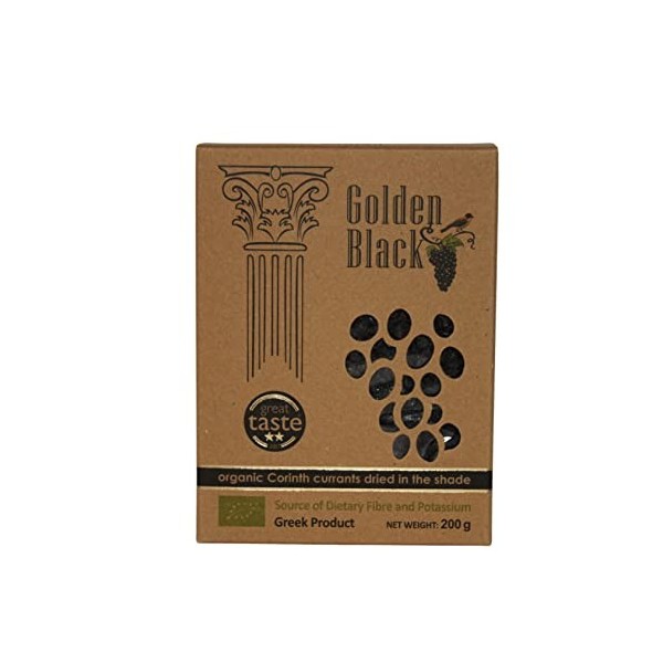 Golden Black BIO Raisins de Corinthe grecque séchés à lombre, Paquet de 3 x 200 g Total: 600g 