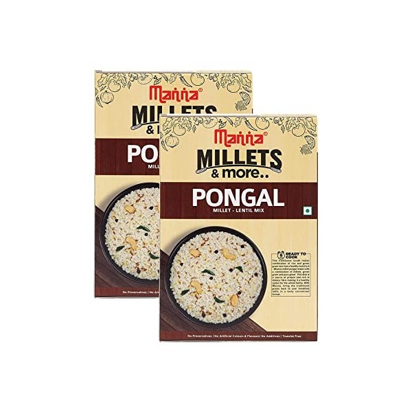 Manna Ready to Cook Millet Pongal Pack of 2 180g Each 100% Natural Ingredients No Preservatives No Artificial Flavours &Col