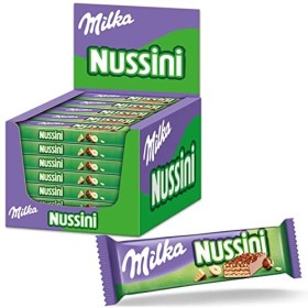 Milka Nussini - Gaufrette Croustillante enrobée de Chocolat au Lait et aux Noisettes - Présentoir de 35 Barres 31,5 g 