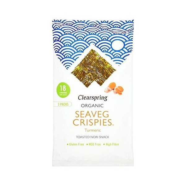 Clearspring Organic Seaveg Crispies Lot de 8 croustillants curcuma 3 x 4 g