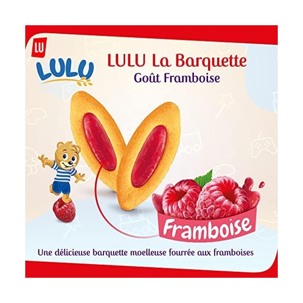 Lulu La Barquette - Génoise à la Framboise - Idéal pour le Goûter - 4x Pack de 3 Sachets Fraîcheur 120 g 