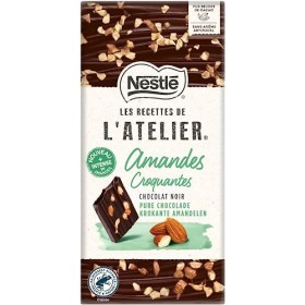 Nestlé Les Recettes de LAtelier - Tablette Chocolat Noir Éclats dAmandes Grillées - 100g