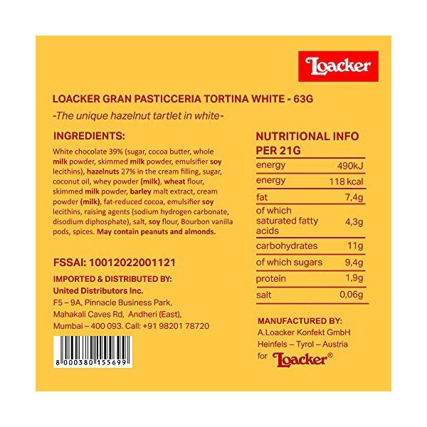 LOACKER Gran Pasticceria Tortina White 3 x 21 g