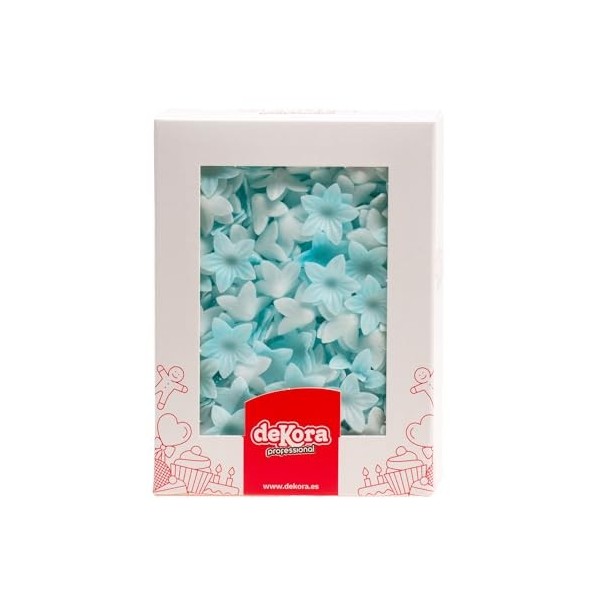 Dekora - Boîte de 400 Mini Fleurs en Gaufrettes Bleues pour Décoration - Fleurs Comestibles pour Gâteaux - Gaufrettes pour la