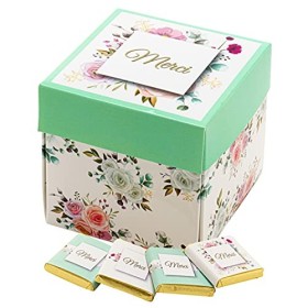 Coffret de Chocolats de 40 Carrés au Lait et Noir - Boîte à Offrir Pour Dire Merci - 100% Pur Beurre de Cacao - Fabriqué en F