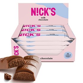 NICKS Barre Keto Chocolat Au Lait Sans Sucre Ajouté, Sans Gluten, Sans Huile De Palme, Low carb |112 kcal 3,4g Net carbs | 15