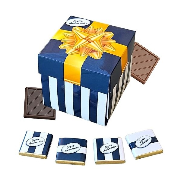 Boîte de Chocolat a Offrir pour Anniversaire - Coffret de 40 Carrés de Chocolats au Lait et Noir - 100% Pur Beurre de Cacao -