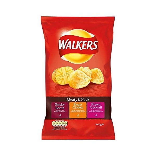 Walkers Crisps - Meaty Variété 6x25g - Paquet de 2