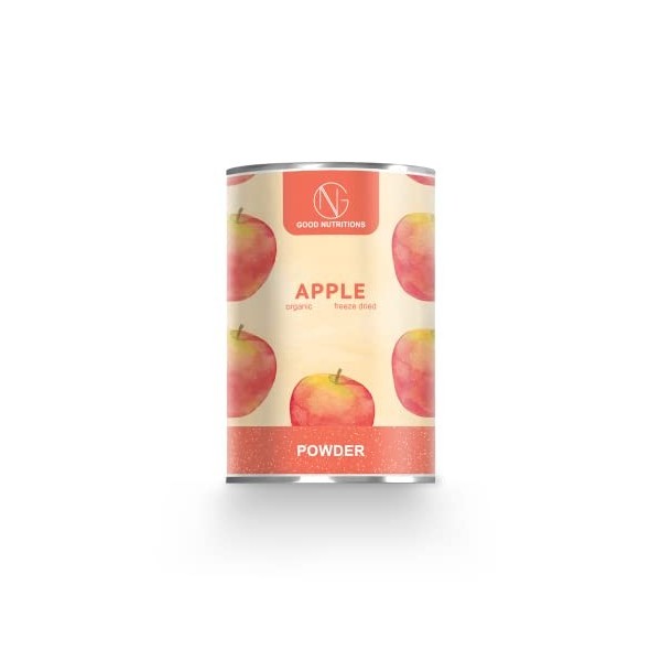 Pomme en poudre - Lyophilisées|biologique|végan|crue|pure fruits|sans additives|riches en vitamins|Good Nutritions 120g