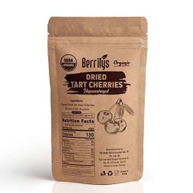 Cerises acides séchées biologiques, Berrilys, 454 gr, dénoyautées, sans OGM, casher, non sulfurées, sans sucre ajouté, sans h