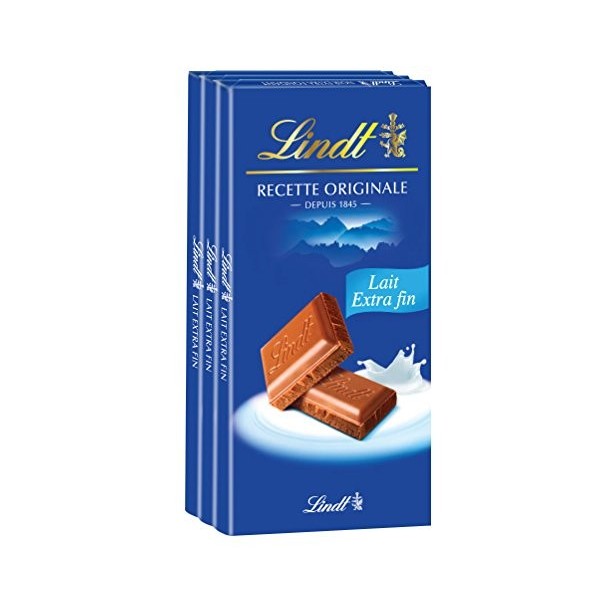 Lindt - Tablette Lait Extra Fin MAITRE CHOCOLATIER - Chocolat au Lait - 110g - Lot de 4