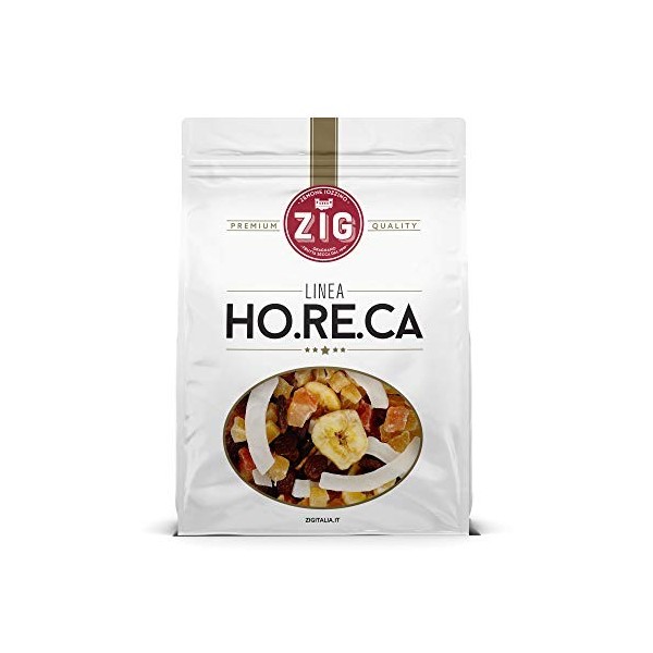 ZIG - HORECA - Fruits exotiques mélangés Collation de mélange exotique | Ananas, papaye, noix de coco, raisins, chips de bana