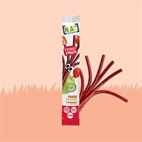 N.A! Nature Addict Funny Fruits Fraise- Boite de 15 sachets - 100% issu de fruits Sans Sucres Ajoutés, Sans Édulcorants ni Co