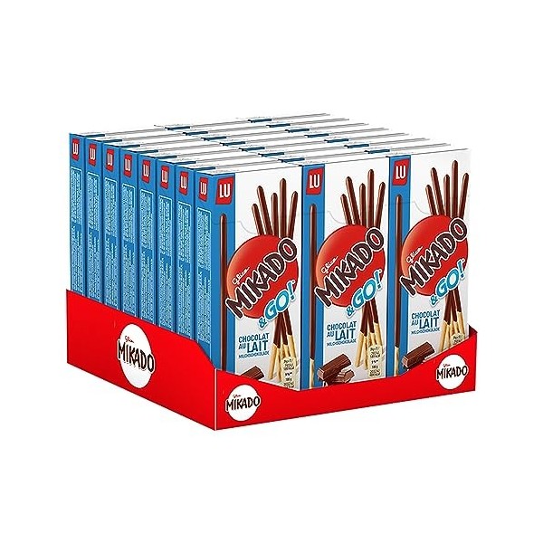 LU Mikado Pocket Chocolat au Lait - Format Poche - Biscuits pour le Goûter - Snack Plateau TV - Présentoir de 24 Boîtes de 39