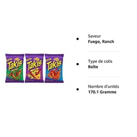 Takis Variété de saveurs – Fuego, Wild et Crunchy Fajita, 56,7 g lot de 3 