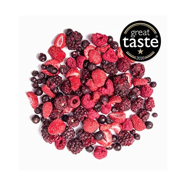 BRIX Mélange Fruit Rouge Lyophilisé | Fruits Secs Frais 100 % Naturel 80g | Prix Great Taste Fruits Lyophilisés | Sans OGM Sa