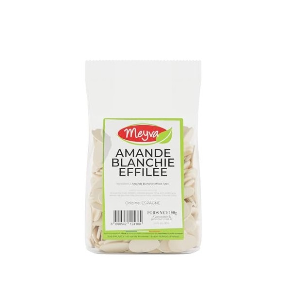 MEYVA Fruits Secs - Amande blanchie Effilée - Aide culinaire pâtisserie - 12x150g