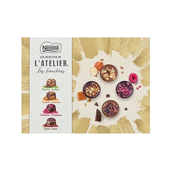 Nestlé Chocolats de Noël LES RECETTES DE LATELIER Les Bouchées - Assortiment de chocolats - Boite de 186g