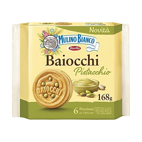 Mulino Bianco Baiocchi Pistachio Pistazienkekse, kekse mit Pistazien 168g, 168 g Lot de 1 , 6.0 unité, 168.0 grams
