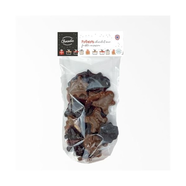 Chocodic Maître Artisan Chocolatier Depuis 1995 Sachet De Friture Chocolat Noel Sans Sucre Spécial Diabétique - Fabrication A