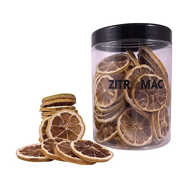 Citron Jaune Séché pour les Cocktails, Décoration, Confiserie, Noël, Boissons, Fruits Secs Sans Sucre Tranches de Citron Désh