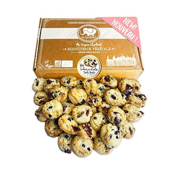 Mini Cookies Bio & Vegan aux 4 Fruits Rouges, Fabrication Française et Artisanale. 300g