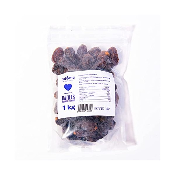 Dattes Medjool JUMBO Premium 1 kg nut&me | 100% naturel | Sans gluten, sans lactose | Sans OGM | Végétalien | Halal | Casher 