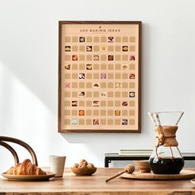 Enno Vatti Affiche à gratter de 100 idées de pâtisserie - Liste de pâtisseries à faire soi-même 42 x 59,4 cm 