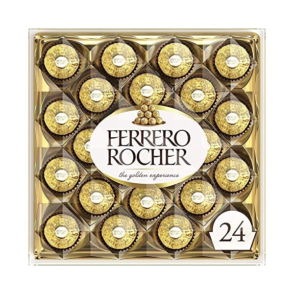 Ferrero Rocher - paquet de 24 pièces croquantes au chocolat au lait avec noisettes et fourrage crémeux - 300g