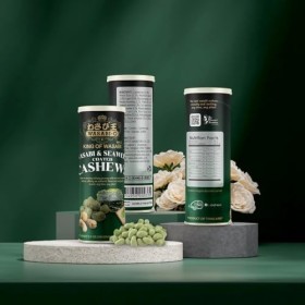 WASABI-O Noix de cajou enrobées dalgues et de véritables noix de cajou de 200 ml, délicieux croquant, collation gourmande au