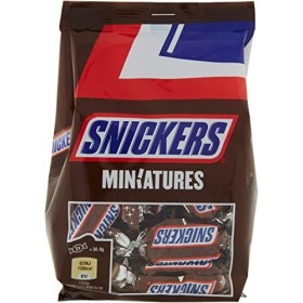 4 x Mars Italia, Snickers Mini Miniatures Chocolat au lait farci avec caramel et arachides grillées 130 g [4 paquets]