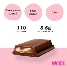 NICKS Barre Keto Soft Toffee, Caramel Fondant enrobé de Chocolat au lait Sans Sucre Ajouté, Sans Huile De Palme, Low carb | 1